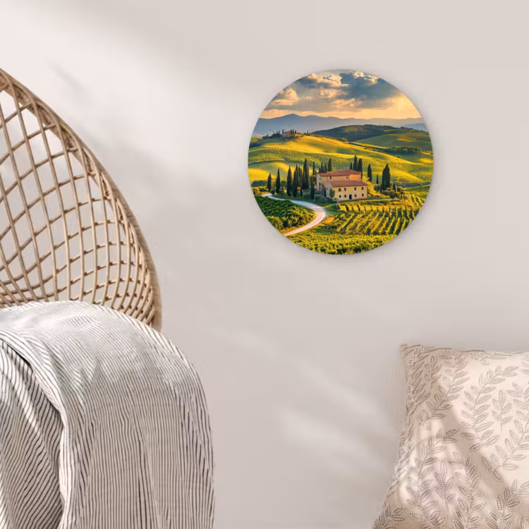 Wandcirkel - Glas - Toscane - Landschap - Wijngaarden — 5