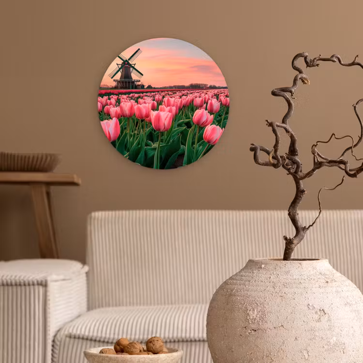Wandcirkel - Glas - Tulpen - Molen - Nederland — 2