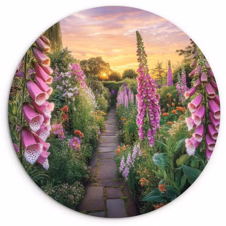 Wandcirkel - Glas - Vingerhoedskruid - Bloemen - Tuin — 1