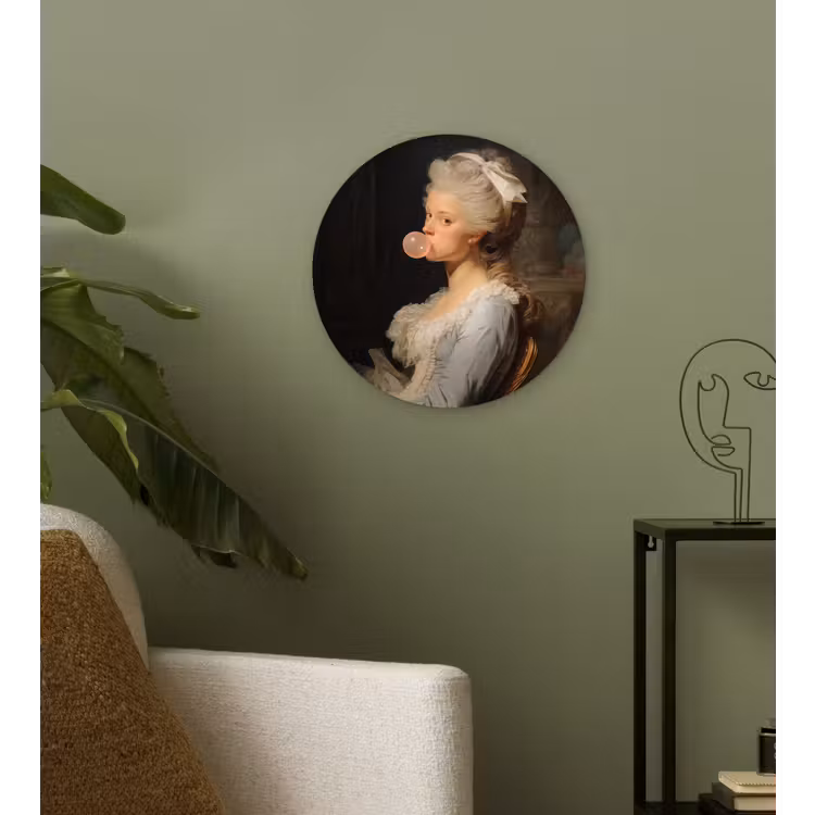 Wandcirkel - Glas - Vrouw - Barokjurk - Kauwgom — 3