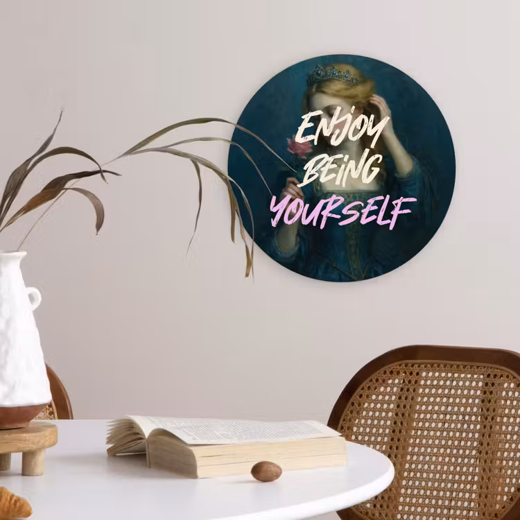 Wandcirkel - Glas - Vrouw - Roos - Quote — 4