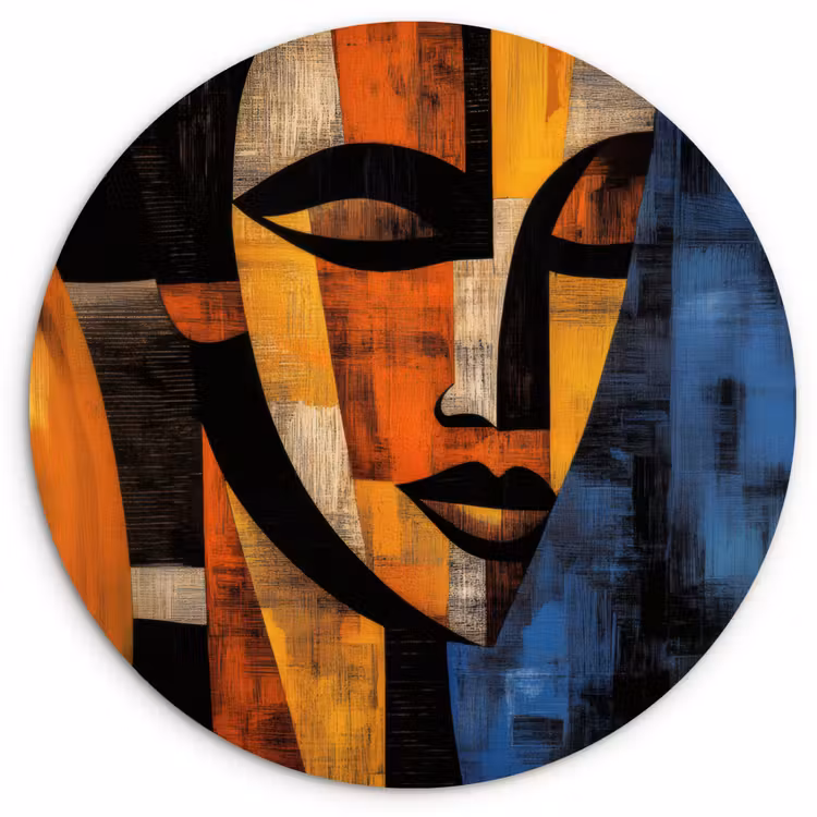 Wandcirkel - Glas - Abstract - Portret - Kleurvakken — 1