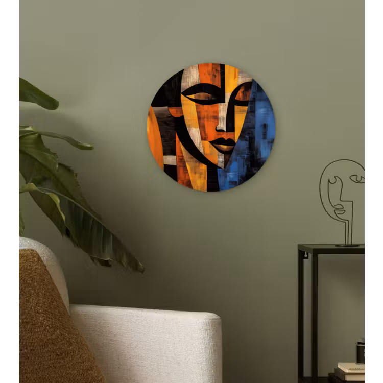Wandcirkel - Glas - Abstract - Portret - Kleurvakken — 3