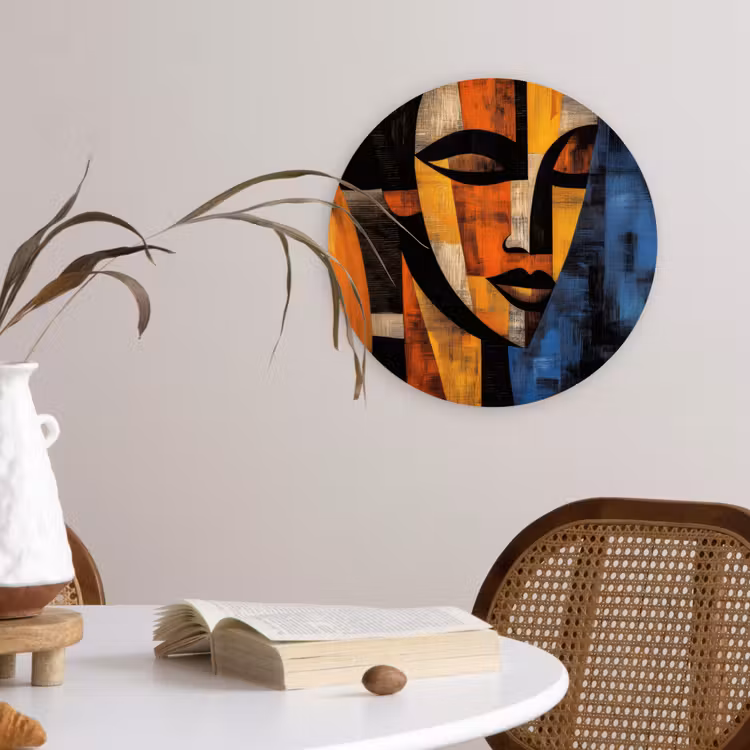 Wandcirkel - Glas - Abstract - Portret - Kleurvakken — 4