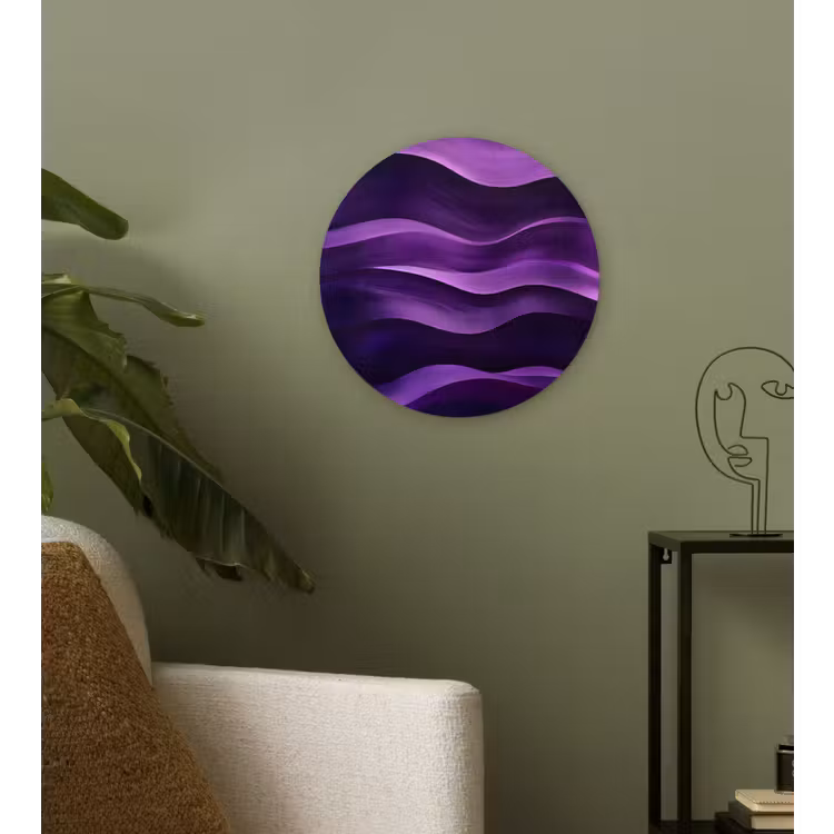 Wandcirkel - Glas - Golven - Abstract - Paars — 3