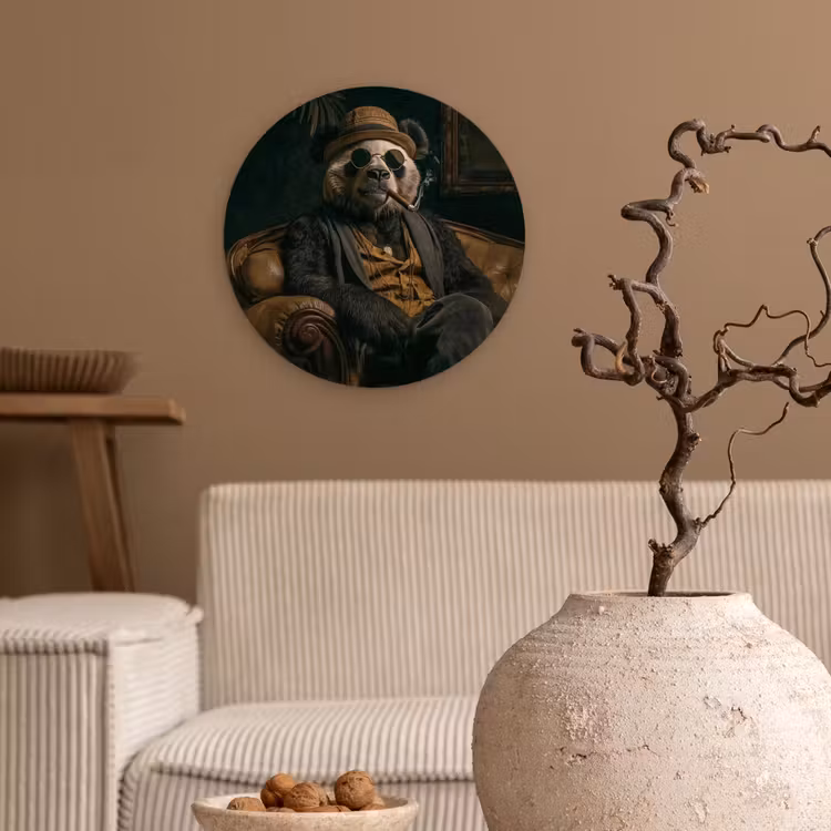 Wandcirkel - Glas - Panda - Hoed - Bril - Pak — 2
