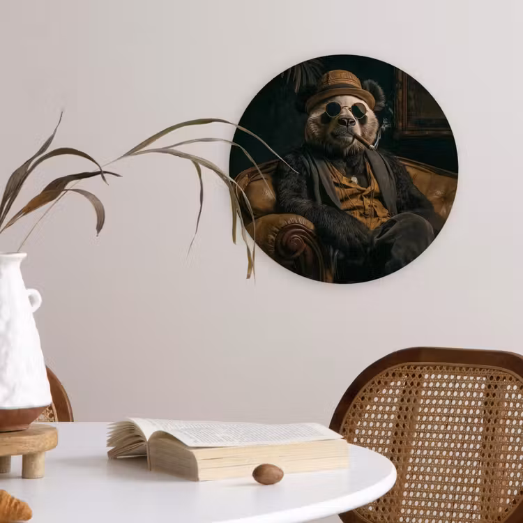 Wandcirkel - Glas - Panda - Hoed - Bril - Pak — 4