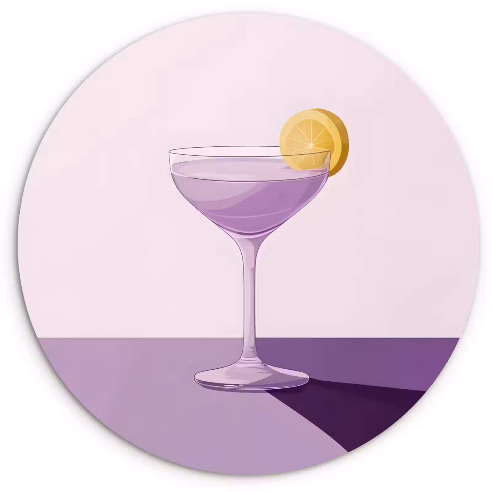 Wandcirkel - Glas - Cocktail - Paars - Minimalistisch - Citroen — 1