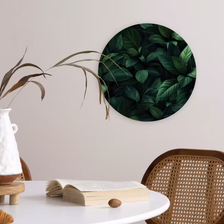 Wandcirkel - Glas - Bladeren - Ovaal - Groen - Nerven — 4