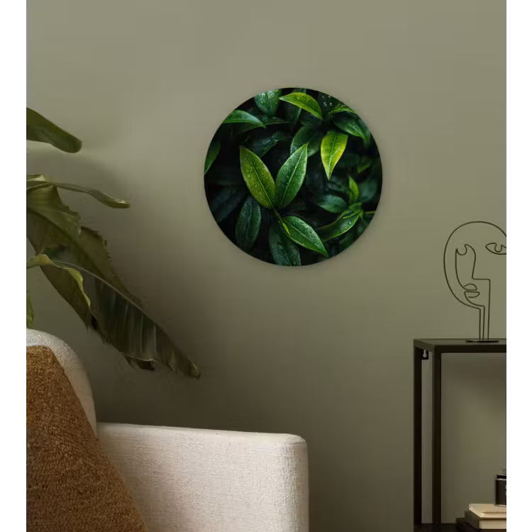 Wandcirkel - Glas - Bladeren - Regendruppels - Licht - Groen — 3