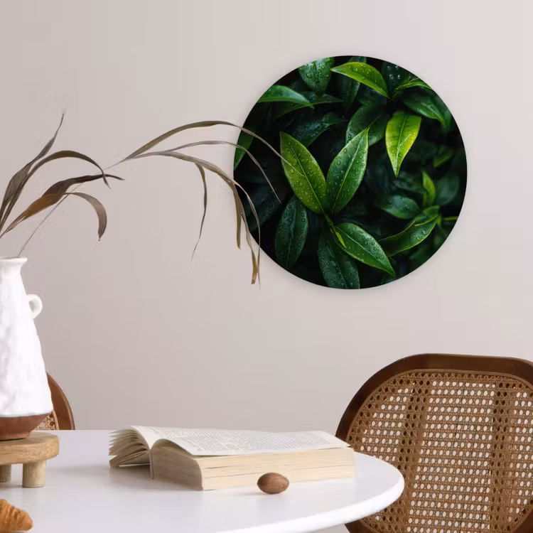 Wandcirkel - Glas - Bladeren - Regendruppels - Licht - Groen — 4