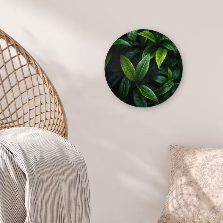 Wandcirkel - Glas - Bladeren - Regendruppels - Licht - Groen — 5