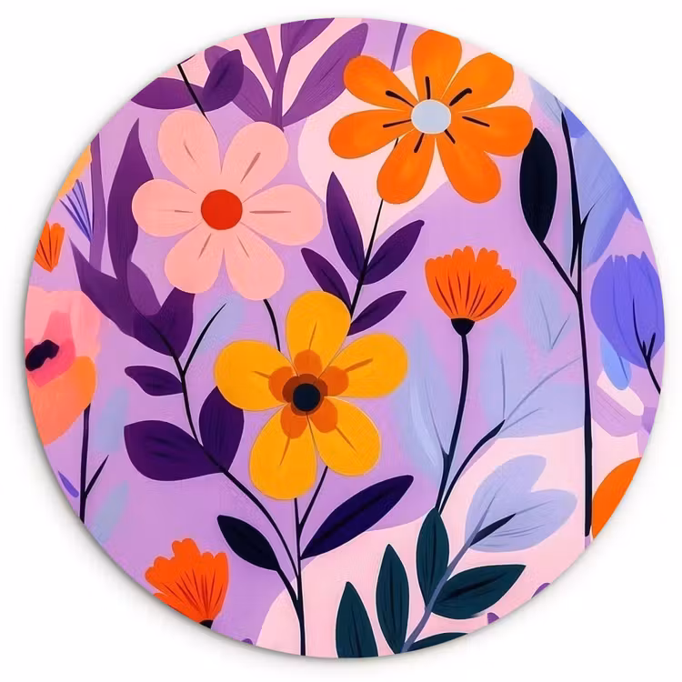 Wandcirkel - Glas - Bloemen - Kleurrijk - Bladeren — 1