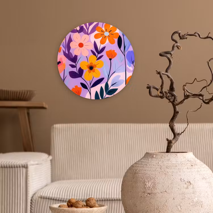 Wandcirkel - Glas - Bloemen - Kleurrijk - Bladeren — 2