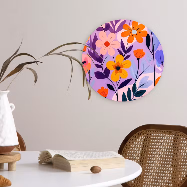 Wandcirkel - Glas - Bloemen - Kleurrijk - Bladeren — 4