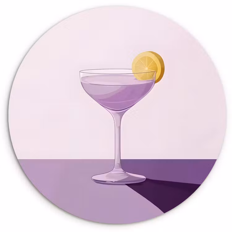 Wandcirkel - Glas - Cocktail - Paars - Minimalistisch - Citroen — 1