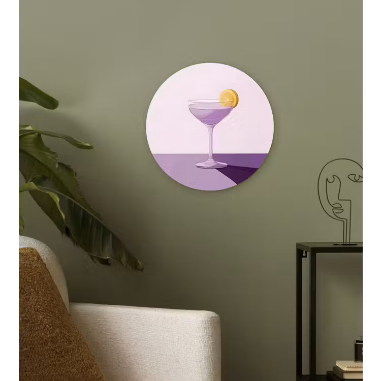 Wandcirkel - Glas - Cocktail - Paars - Minimalistisch - Citroen — 3