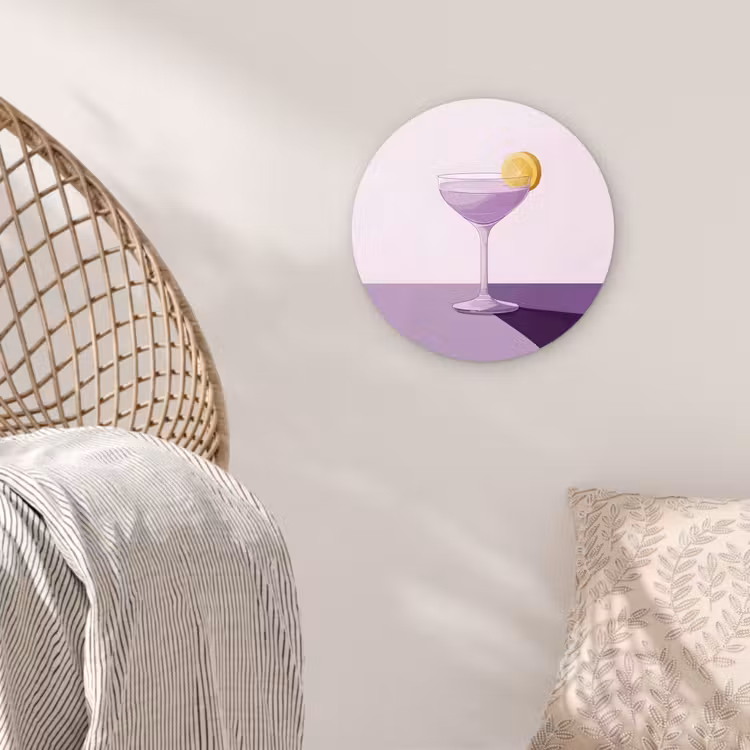 Wandcirkel - Glas - Cocktail - Paars - Minimalistisch - Citroen — 5