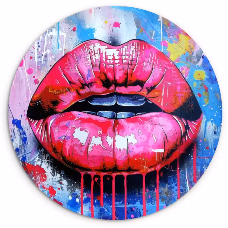 Wandcirkel - Glas - Graffiti - Lippen - Felroze - Geschilderd — 1