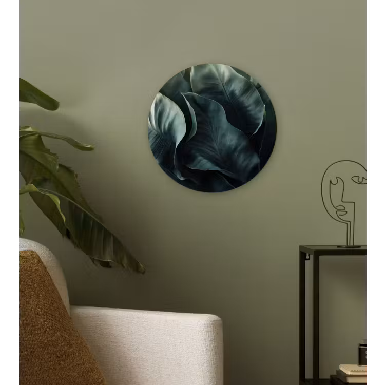 Wandcirkel - Glas - Groen - Bladeren - Glad - Nerven — 3