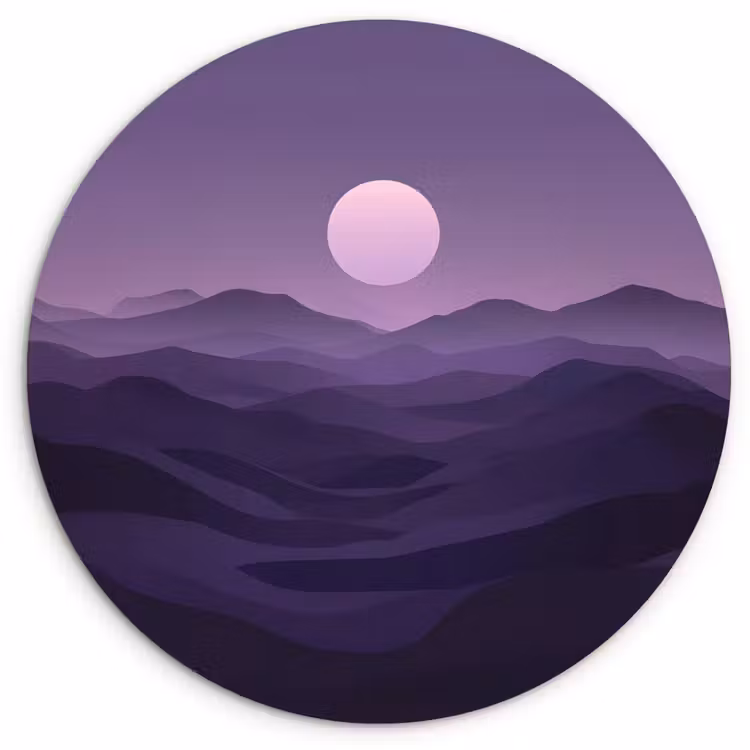 Wandcirkel - Glas - Heuvels - Paars - Mist - Zon — 1