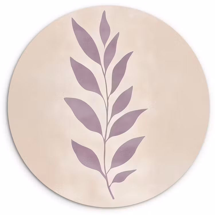 Wandcirkel - Glas - Tak - Bladeren - Minimalistisch - Beige — 1