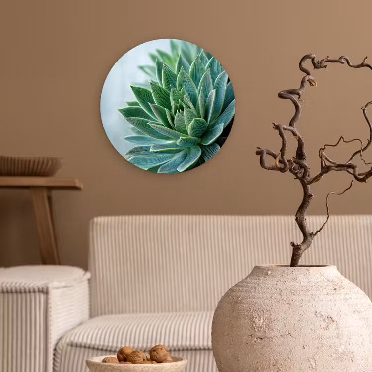 Wandcirkel - Glas - Vetplant - Bladeren - Groen - Wazig — 2