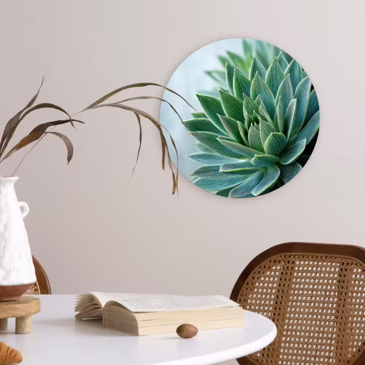 Wandcirkel - Glas - Vetplant - Bladeren - Groen - Wazig — 4