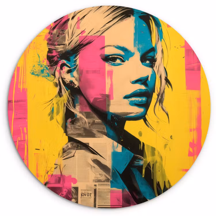 Wandcirkel - Glas - Vrouw - Verfstrepen - Gekleurd — 1