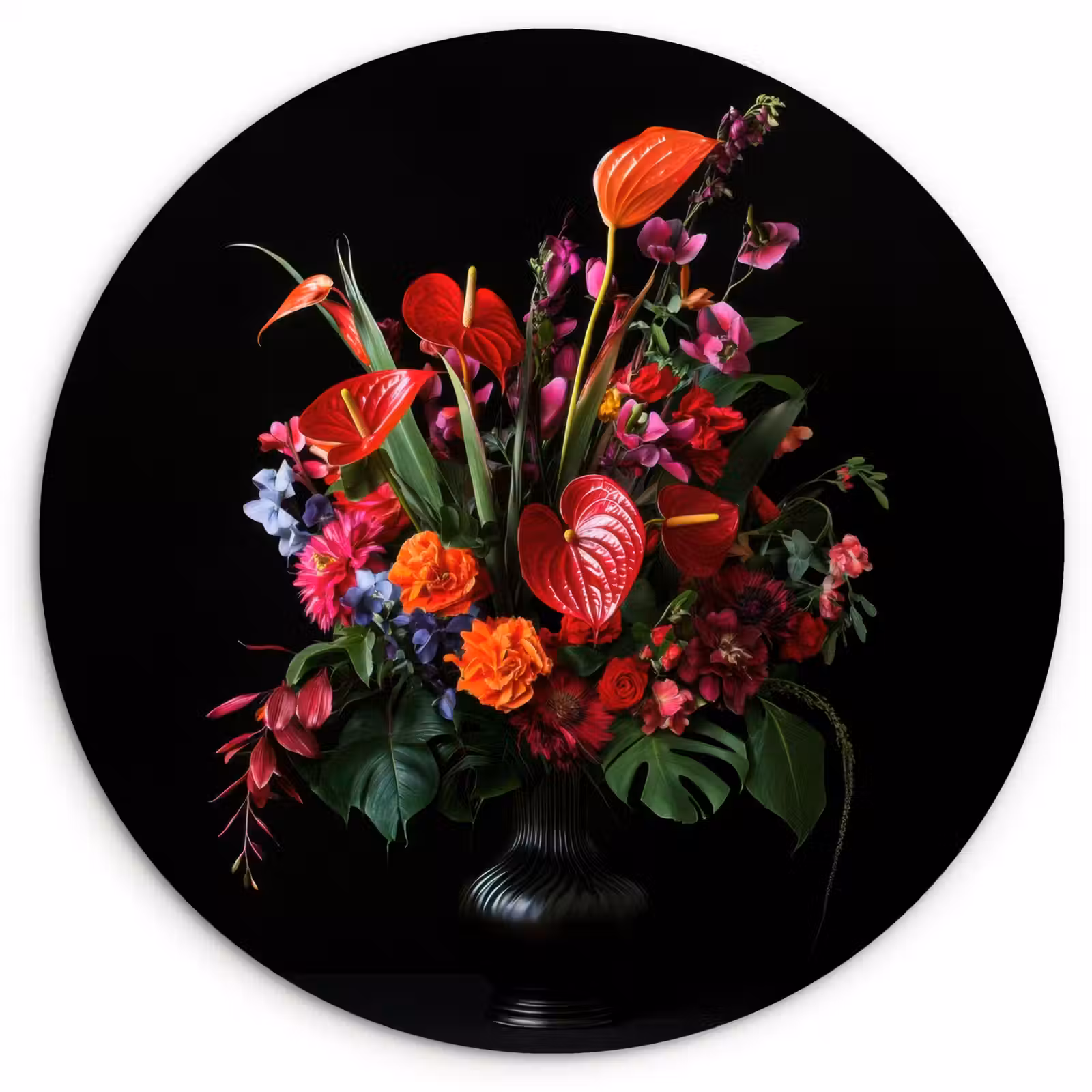Wandcirkel - Glas - Bloemen - Boeket - Sierlijk — 1
