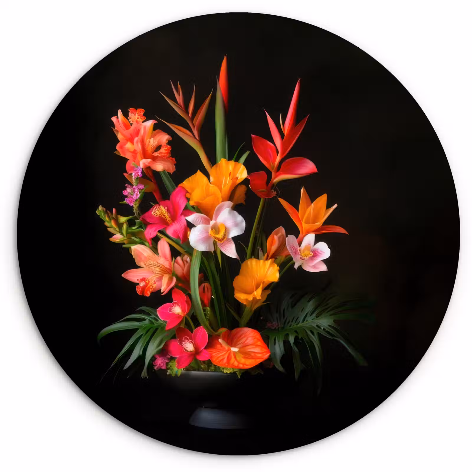 Wandcirkel - Glas - Boeket - Bloemen - Exotisch — 1