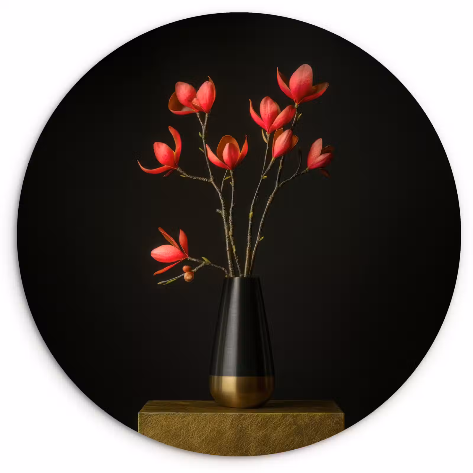 Wandcirkel - Glas - Rode - Bloemen - Vaas — 1