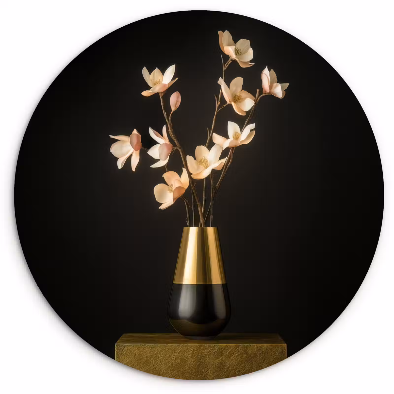 Wandcirkel - Glas - Sierlijk - Boeket - Goud - Vaas — 1