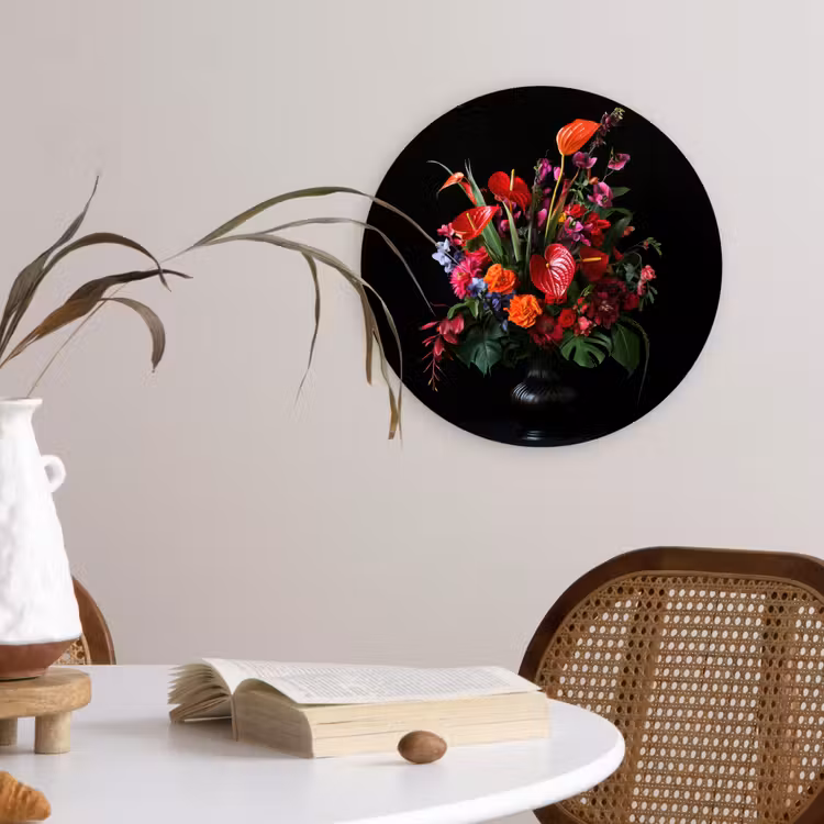 Wandcirkel - Glas - Bloemen - Boeket - Sierlijk — 4