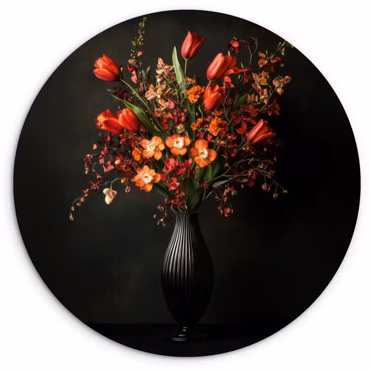 Wandcirkel - Glas - Bloemen - Takken - Boeket — 1