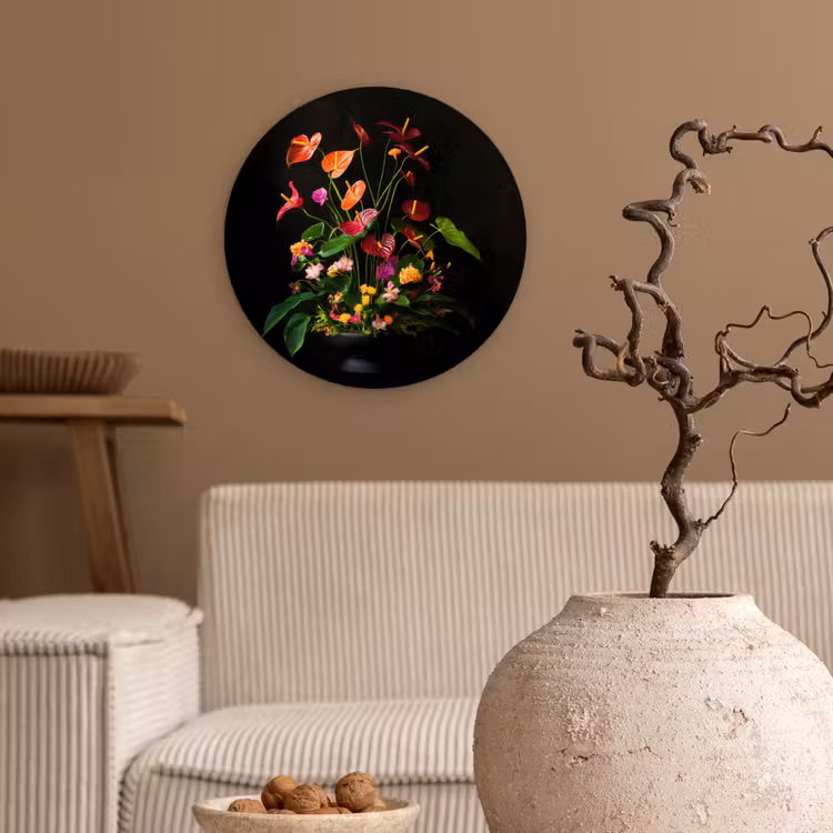 Wandcirkel - Glas - Bloemen - Vaas - Kleurrijk — 2
