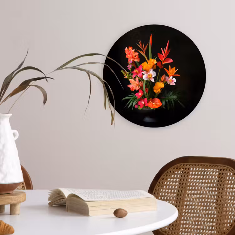 Wandcirkel - Glas - Boeket - Bloemen - Exotisch — 4