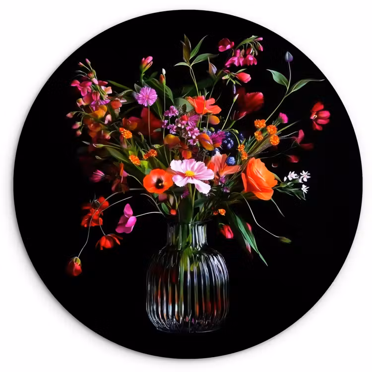 Wandcirkel - Glas - Boeket - Veldbloemen - Vaas — 1