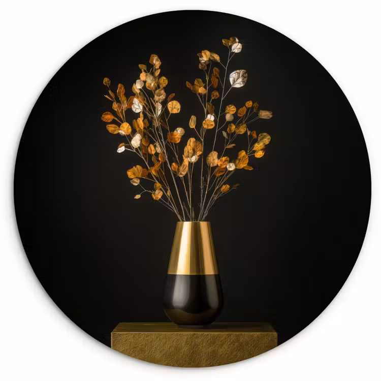 Wandcirkel - Glas - Goudbruine - Bladeren - Vaas - Herfstachtig — 1