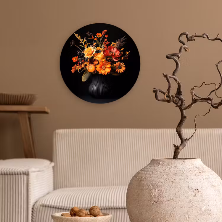 Wandcirkel - Glas - Herfst - Boeket - Oranje — 2