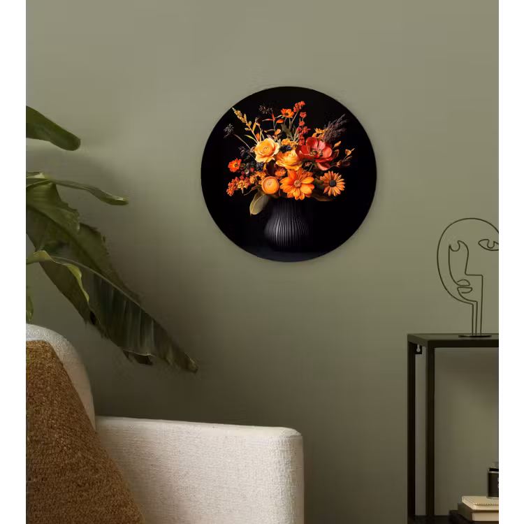Wandcirkel - Glas - Herfst - Boeket - Oranje — 3