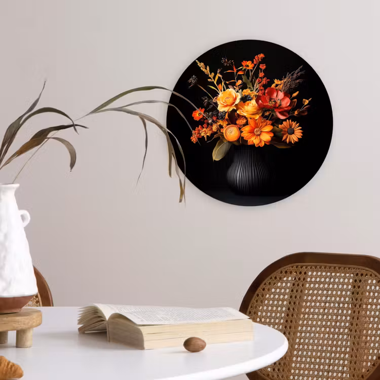Wandcirkel - Glas - Herfst - Boeket - Oranje — 4