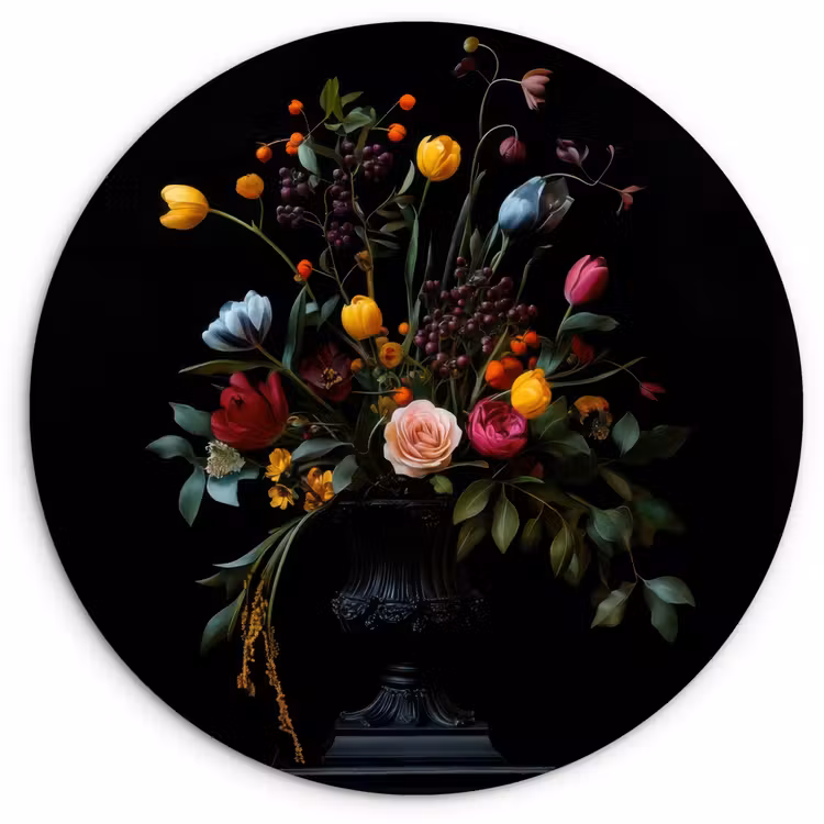Wandcirkel - Glas - Klassiek - Vaas - Boeket - Bloemen — 1