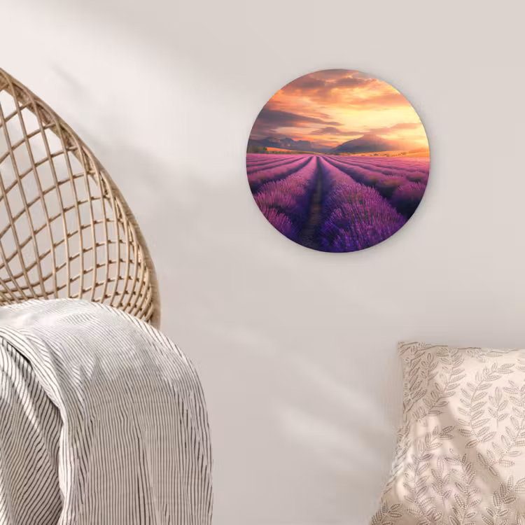Wandcirkel - Glas - Lavendelveld - Zonsondergang - Paars — 5