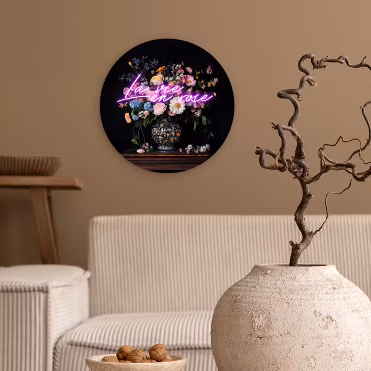 Wandcirkel - Glas - Neon - Vaas - Bloemen — 2