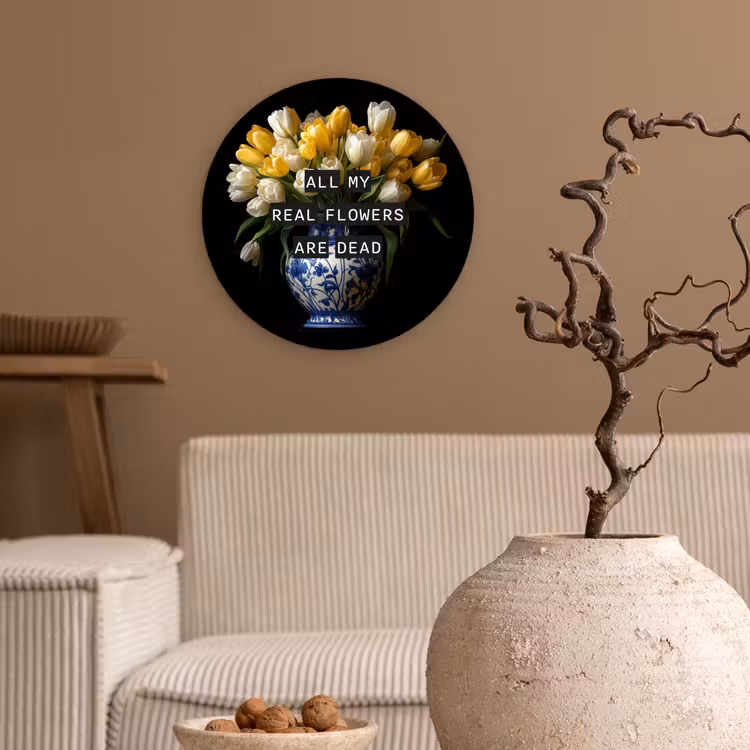 Wandcirkel - Glas - Quotes - Bloem - Tulp - Geel — 2