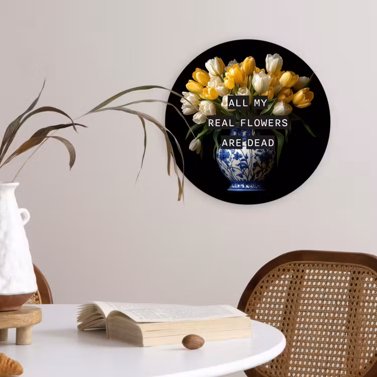 Wandcirkel - Glas - Quotes - Bloem - Tulp - Geel — 4