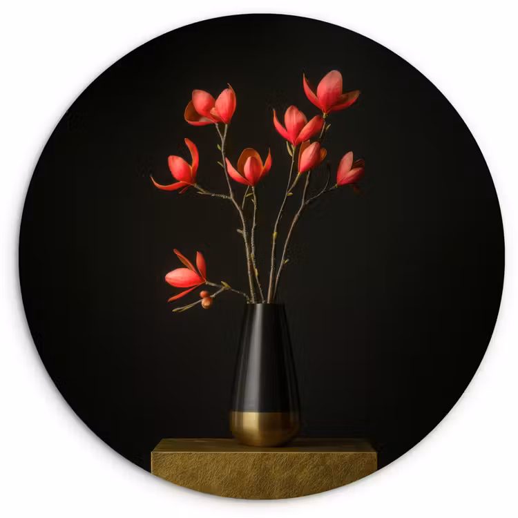 Wandcirkel - Glas - Rode - Bloemen - Vaas — 1