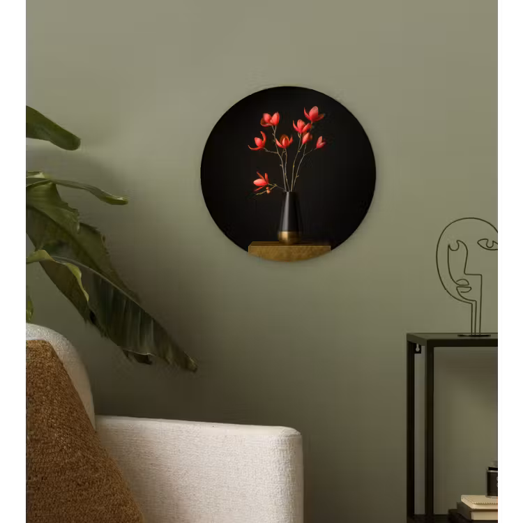 Wandcirkel - Glas - Rode - Bloemen - Vaas — 3