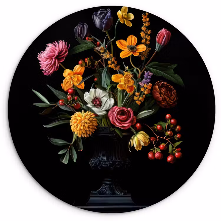 Wandcirkel - Glas - Sierlijk - Boeket - Bladeren — 1